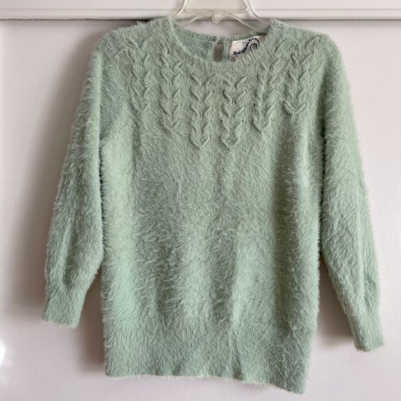 Anthropologie Rosie Neira Aubade Crew Neck Sweater Size XS Mint Green - Picture 11 of 12